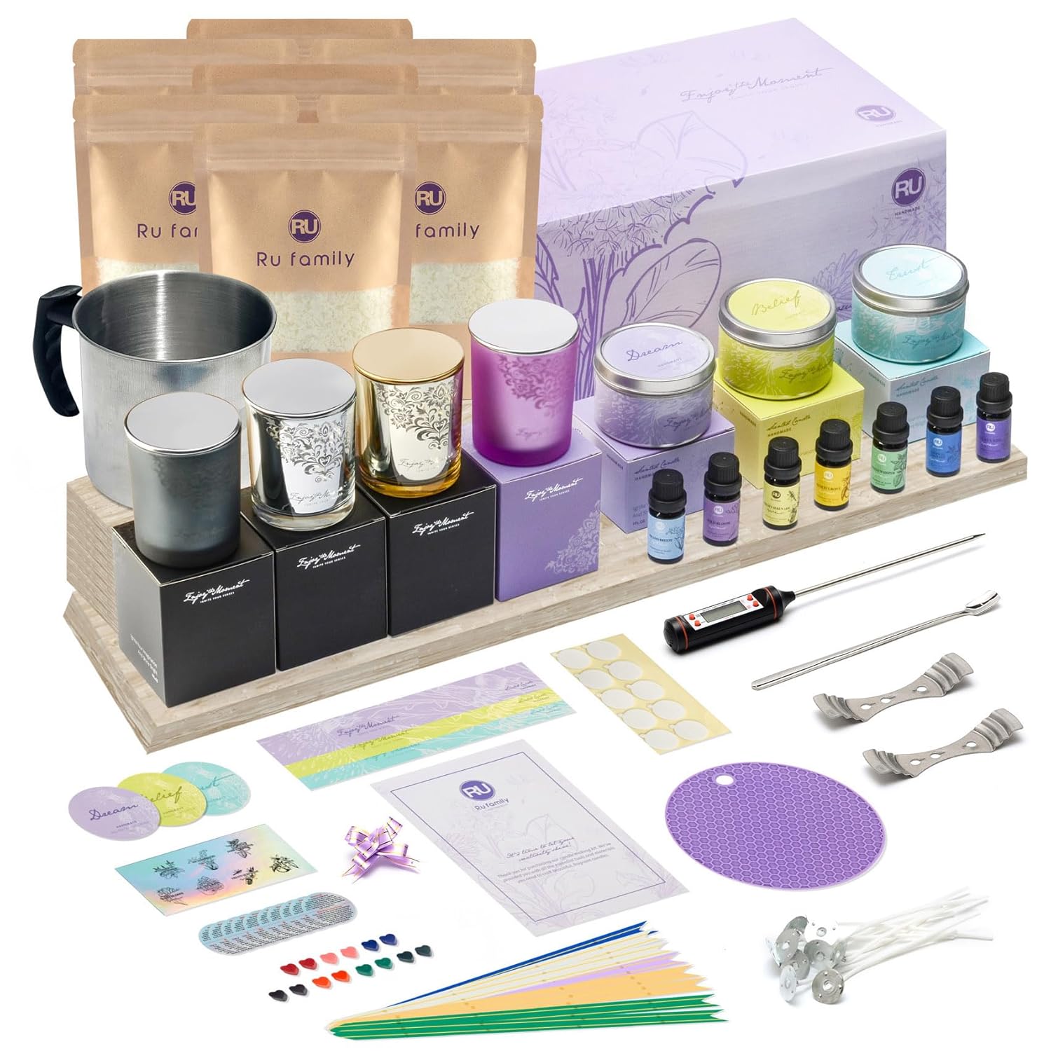 Candle Making Kit For Adults – Diy Soy Wax Candle Kit With 7 Fragrance Oils, 4 Glass Candle Jars, 3 Tins, Gift Boxes & Ribbons, Tools & Step-By-Step Guide – Perfect Craft Gift For Women