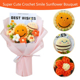 Pink Crochet Sunflower Bouquet, Plush Flower Bouquet-Lovely Bee & Eucalyptus - Knitted Flowers Gift Set With Gift Bag & Card Home Decor, For Her/Father (Sunflower And Bee)