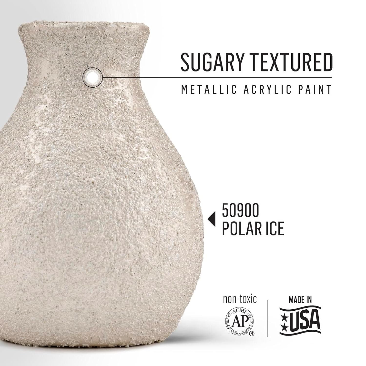 FolkArt Sugar Metallic Acrylic Craft Paint, Polar Ice 2 fl oz Textured Paint for Indoor and Outdoor DIY Arts and Crafts Projects, 50900