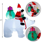 6 Ft Christmas Inflatable Santa Claus With Polar Bear And Christmas Tree, Build-In Led Lights Blow Up Xmas Inflatables D