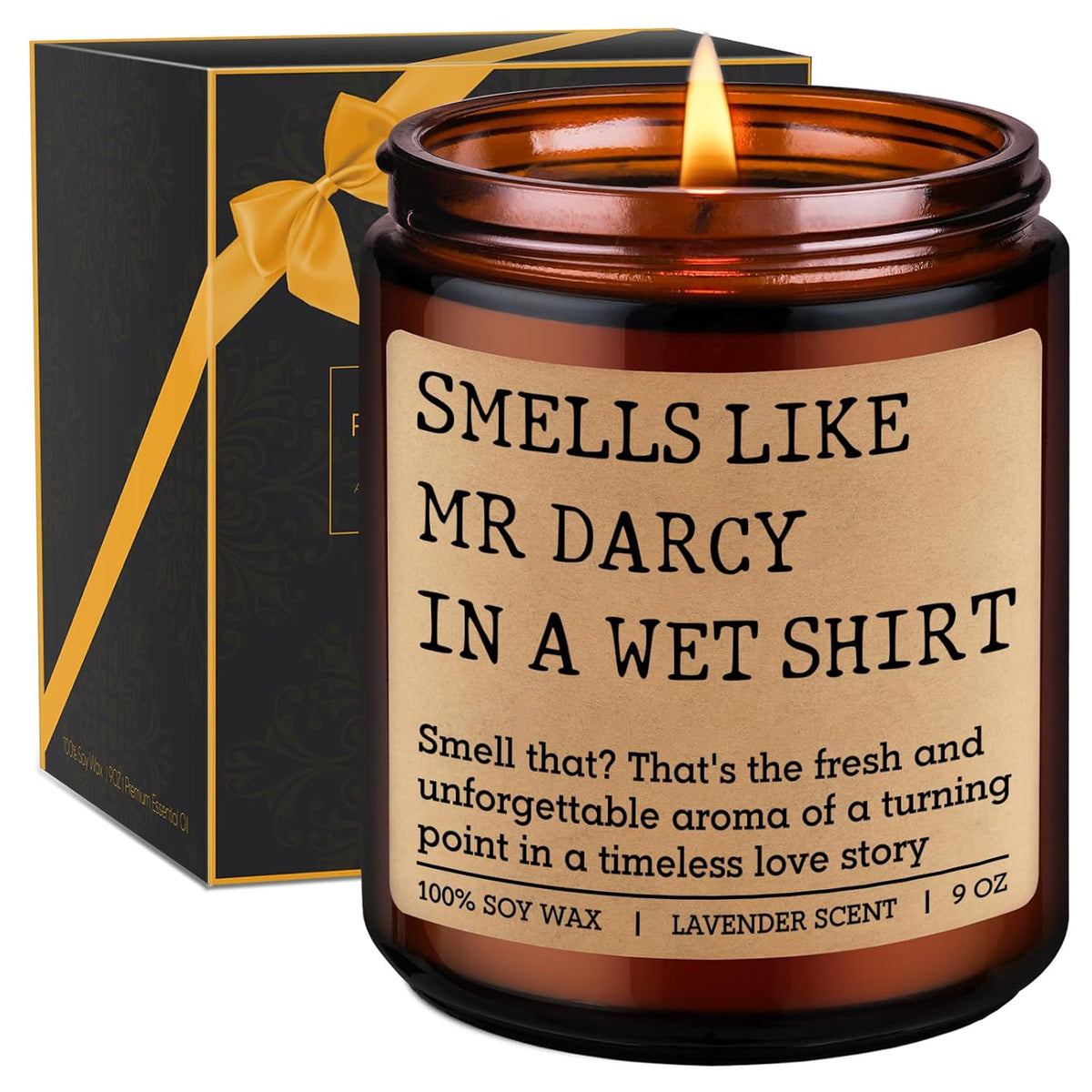 Mr Darcy Candle - Pride And Prejudice Gifts For Women, Men - Bookish, Reading, Literary, Book Lovers Gifts For Jane Austen Fans - Funny Valentines Day, Birthday Decor For Readers, Bookworm