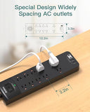 Surge Protector Power Strip 10 Outlets 4 USB Ports 2 USB C 2700J 6FT Flat Plug Extension Cord