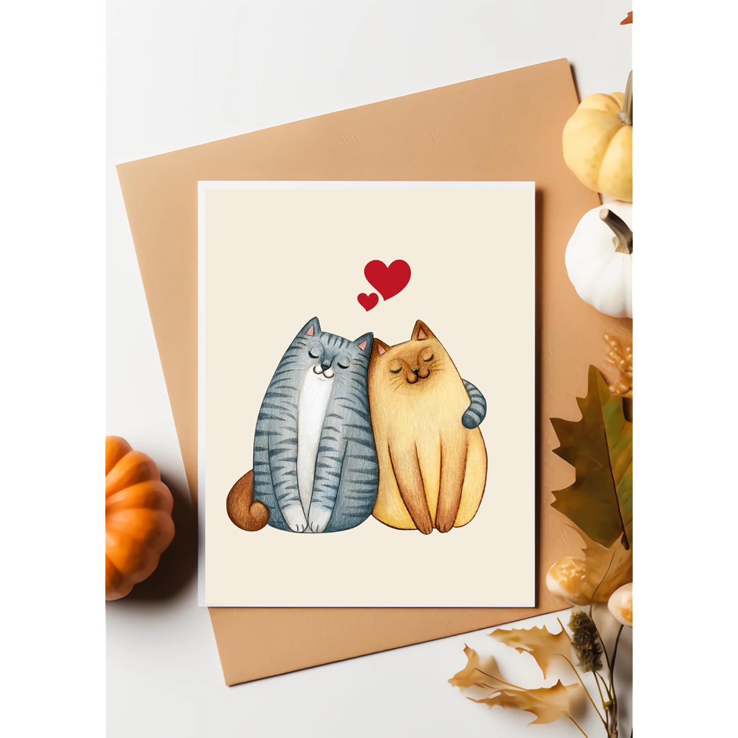 -Cats Cuddling Anniversary Card, Valentines Day Card For Him Her, Lovely Mother'S Day Father'S Day Card