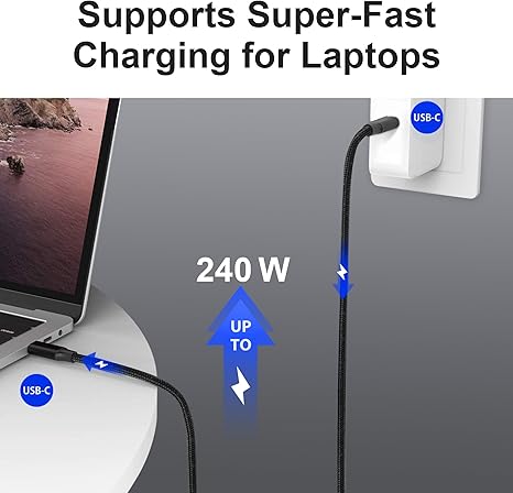 240W USB C 4.0 Cable 6.6FT 40Gbps 8K Display Fast Charging Thunderbolt MacBook