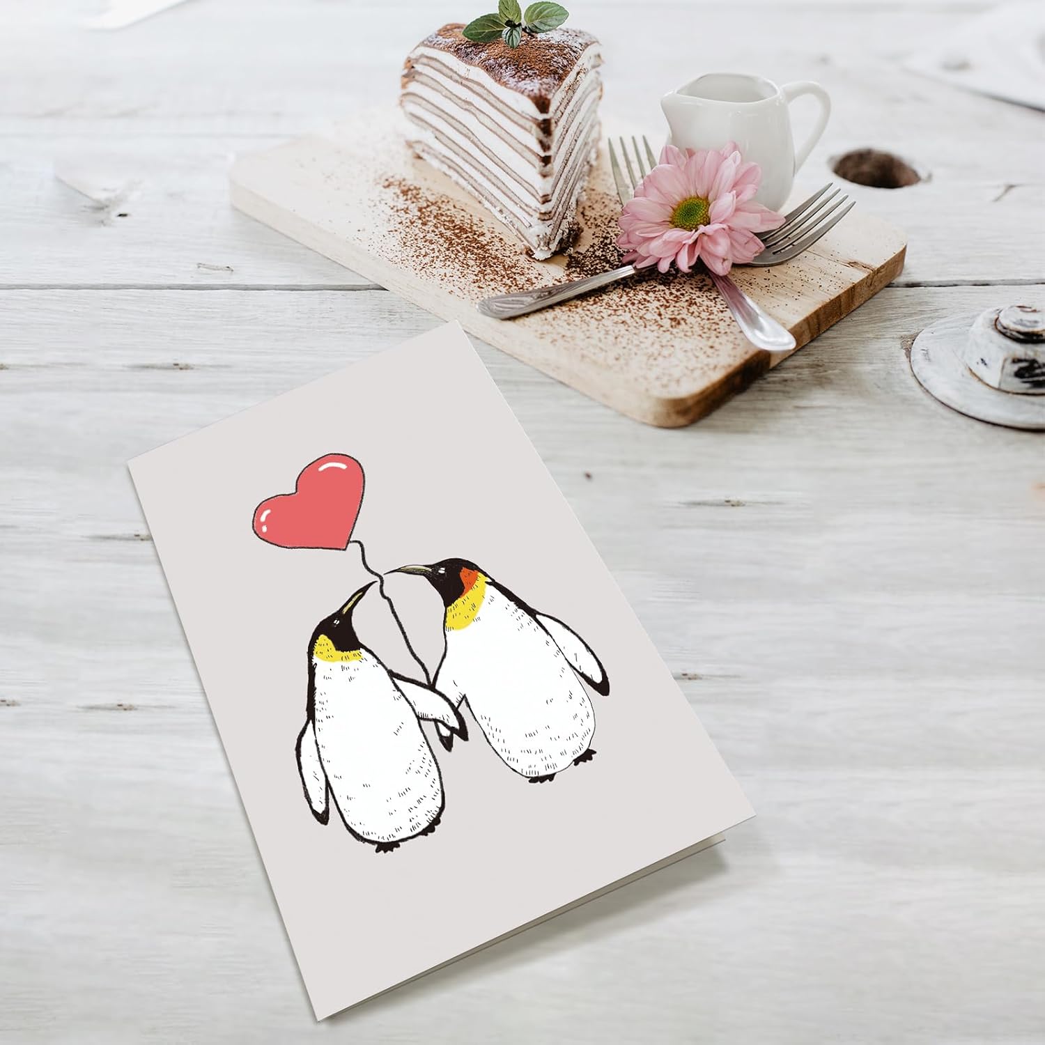 Penguins Valentines Day Card For Him Her, Sweet Anniversary Card For Penguins Lover, Cute Love Card For Husband Wife Boyfriend Girlfriend