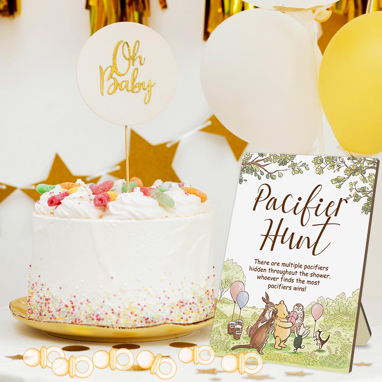 Winnie Baby Shower Decoration-Pacifier Hunt Party Games-Party Games-Pooh Gender Reveal Decorations- Winnie Birthday Decorations- Party Decorations