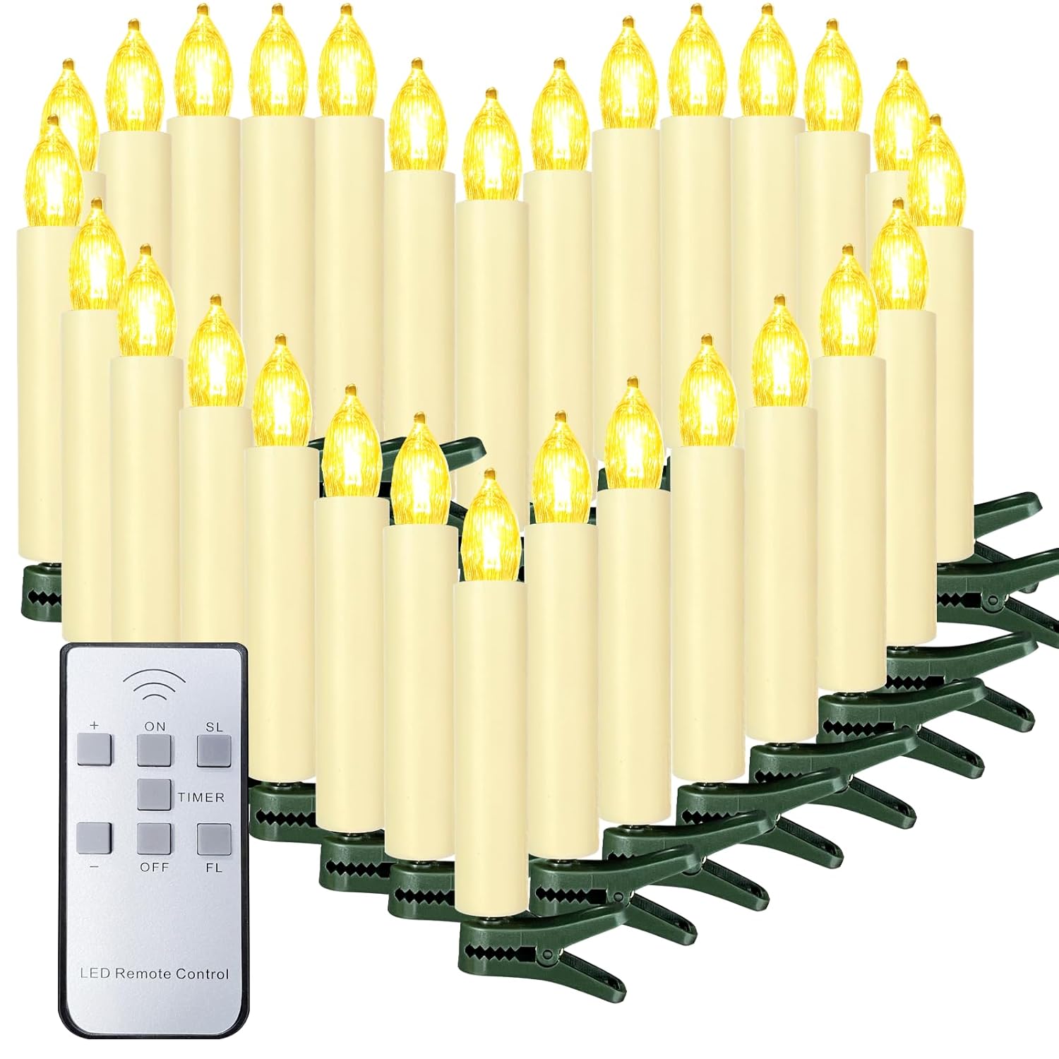 30Pcs Led Flameless Candles Battery Operated Christmas Tree Candles With Remote, Button Cell Battery, Timer, Dimmer Battery Candle Flickering Warm Light Window Candle Christmas Home Decor