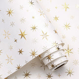 Eid Wrapping Paper Roll, Mini Roll, White And Gold 3D Embossed Foil Star Design, White Kraft Gift Wrap Paper For Ramadan, Birthday, Wedding, Baby Shower, Holiday, 17 Inches X 16.4 Feet