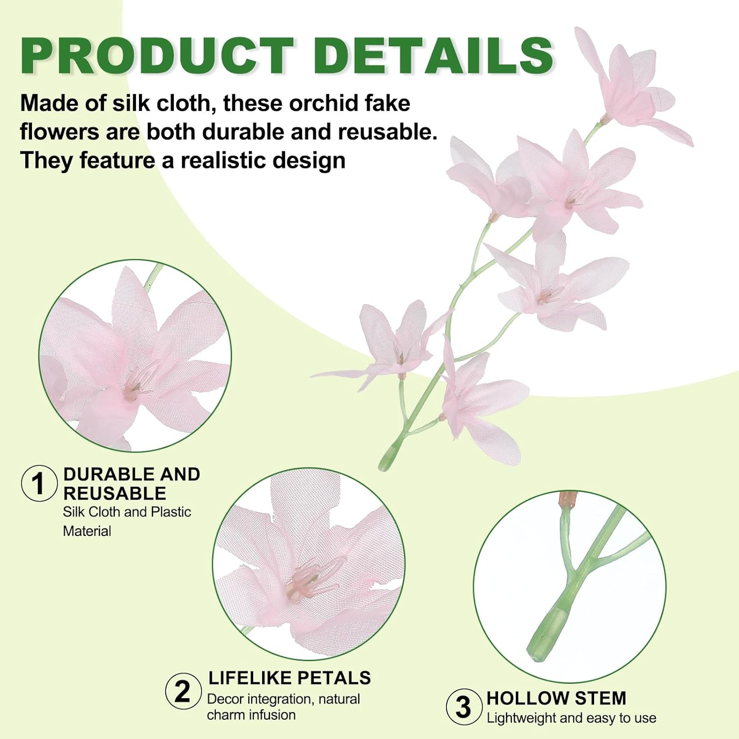 Orchids Fake Flowers, 30 Pcs Artificial Flower Arrangement Hairpin Headdress Wreath For Floating Candles Vase Home Wedding Centerpiece Decorations, Pink