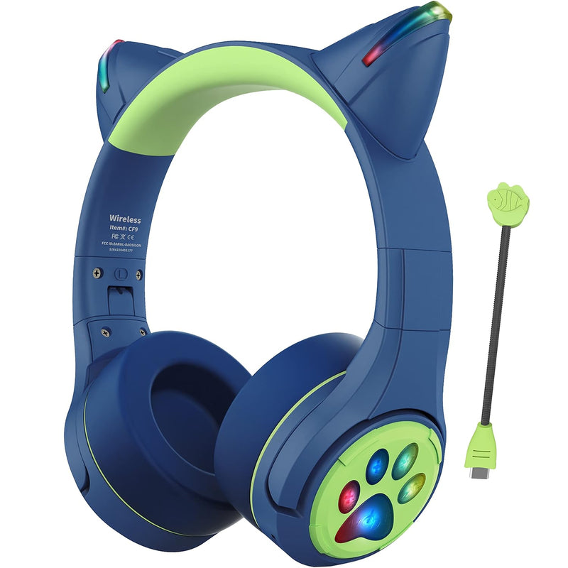 Cf9 Cat Ear Kids Bluetooth Headphones With Led Light Up,Safe 85Db Volume Limit