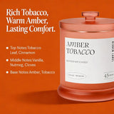 Amber Tobacco Scented Candle, 2 Wick Large Candles For Home Scented, 13Oz Natural Soy Wax, 75Hours Long Lasting Slow Burning, Aromatherapy Candle With Reusable Glass Jar