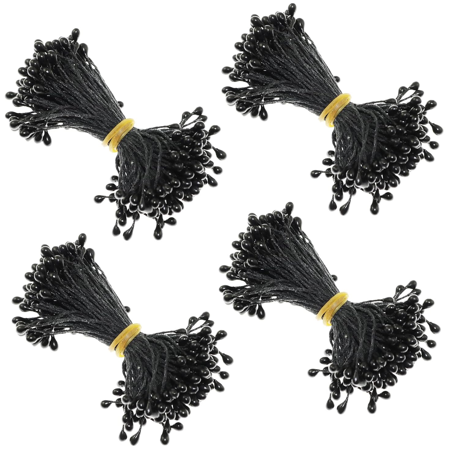4 Bouquets 55Mm Artificial Pearlized Floral Stamen Flower Stamen For Flower Making Scrapbook Decoration Artificial Flowers, Pearlescent Black