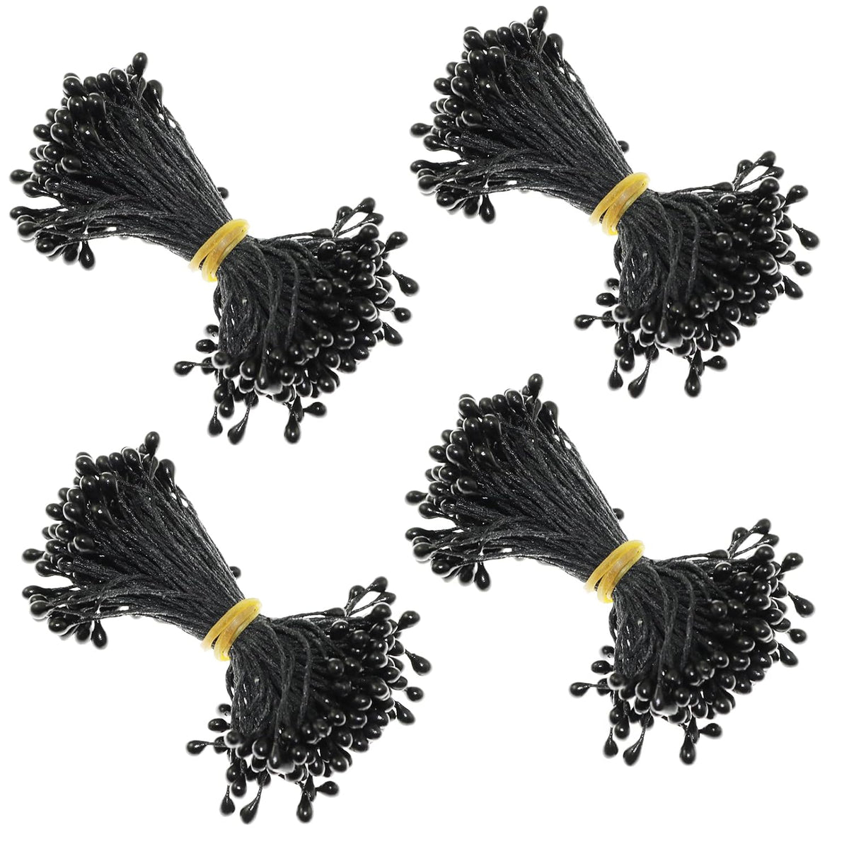 4 Bouquets 55Mm Artificial Pearlized Floral Stamen Flower Stamen For Flower Making Scrapbook Decoration Artificial Flowers, Pearlescent Black