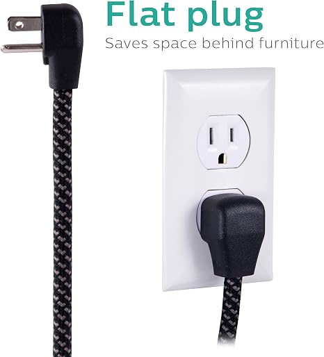 Surge Protector Power Strip 10 Ft Braided Extension Cord Heavy Duty