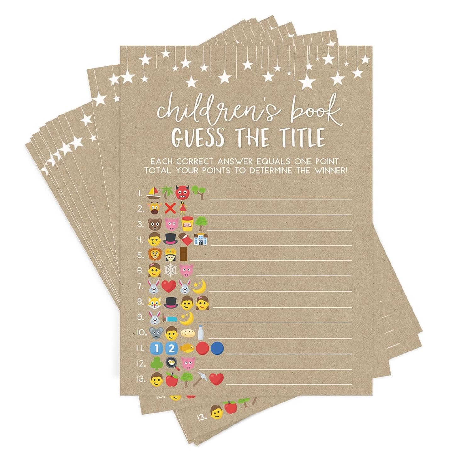 Baby Shower Games For Boy Or Girl – Guess The Children’S Book Title Game, Rustic Kraft Country Barn Design, 50 Cards