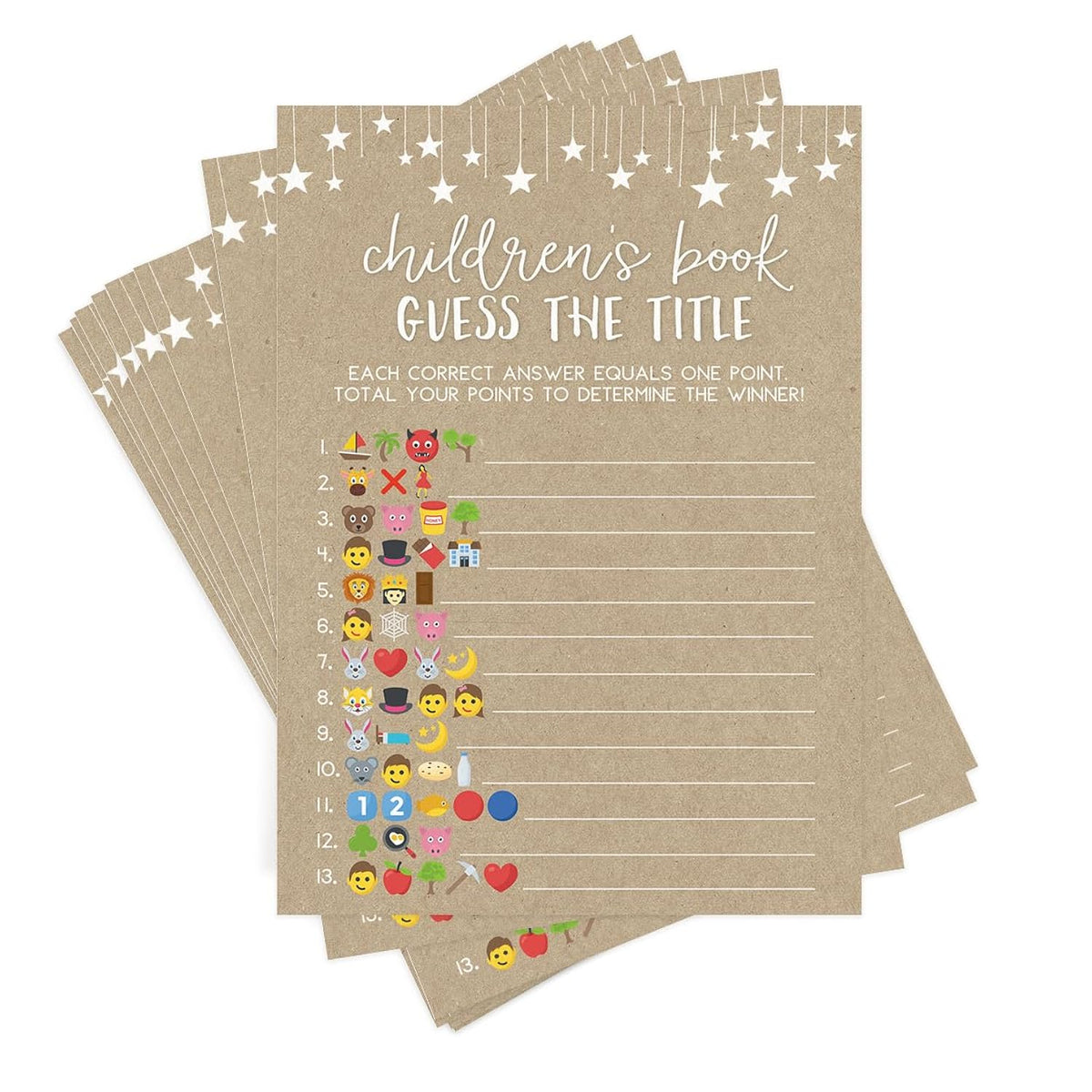 Baby Shower Games For Boy Or Girl – Guess The Children’S Book Title Game, Rustic Kraft Country Barn Design, 50 Cards