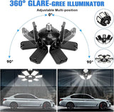 2 Pack 180W LED Garage Light Bulbs 18000LM 6500K Deformable Panel Shop Lights for E26 E27 Ceiling