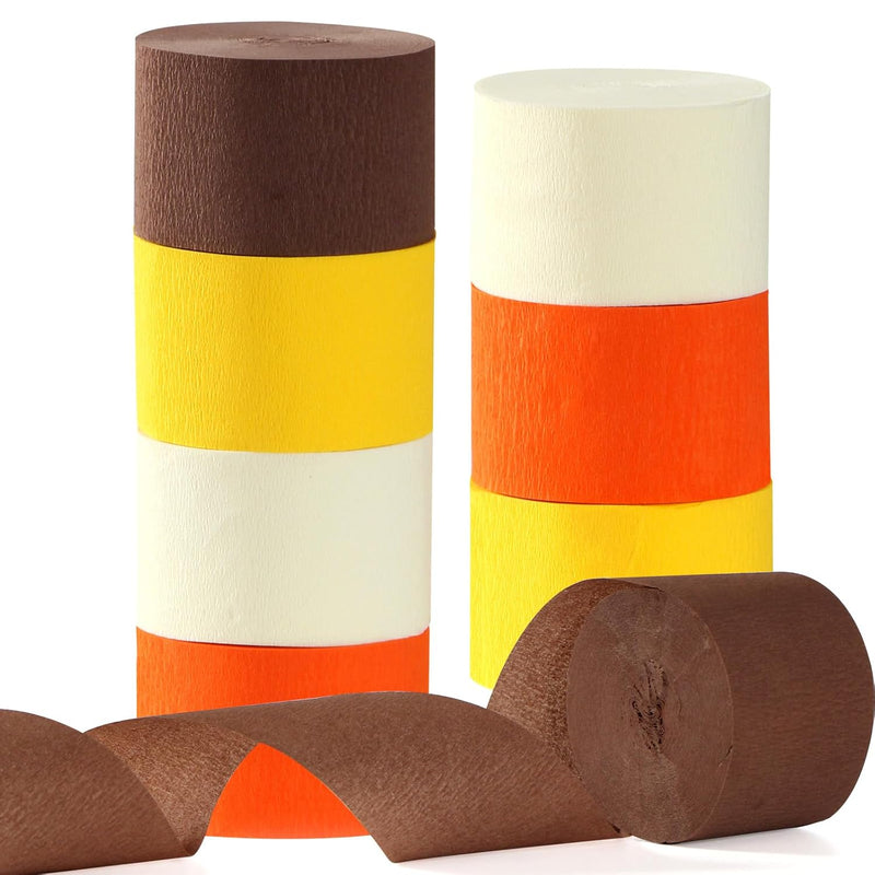 Yellow-Beige Orange-Brown Fall Party-Decorations Streamers - 8 Rolls B