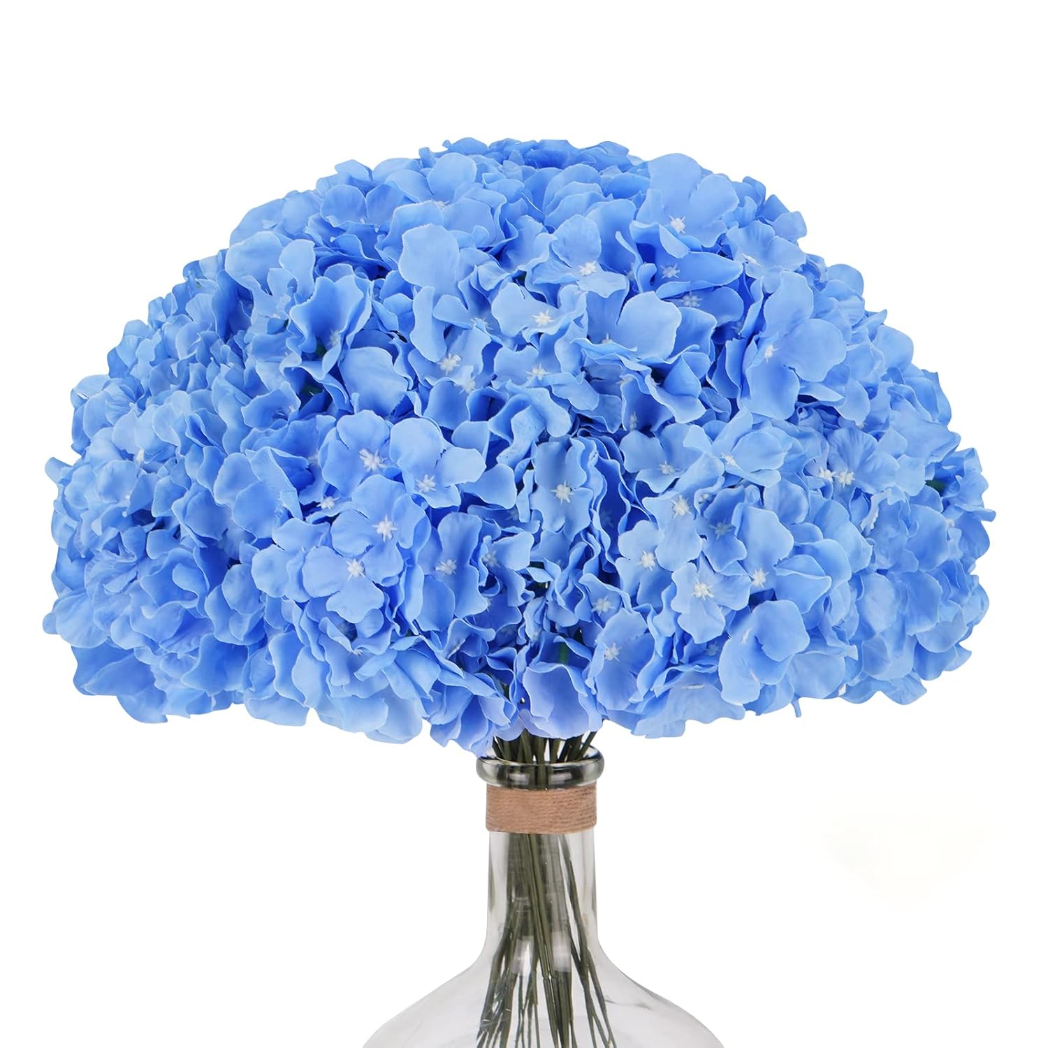 24Pcs Blue Hydrangea Artificial Flowers, Faux Hydrangea Flowers With Stems, Full Heads Silk Fake Hydrangea Flowers For Wedding Bouquet Home Party Decor Centerpieces Floral Arrangements