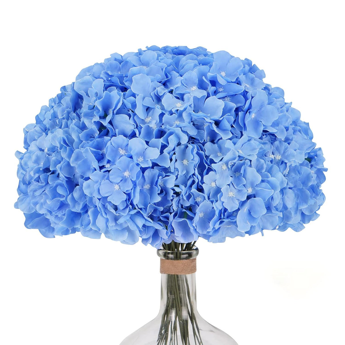 24Pcs Blue Hydrangea Artificial Flowers, Faux Hydrangea Flowers With Stems, Full Heads Silk Fake Hydrangea Flowers For Wedding Bouquet Home Party Decor Centerpieces Floral Arrangements