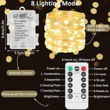 10 Pack 33FT 100 LED Fairy String Lights Battery Operated Warm White with Remote Control Timer Waterproof Twinkle Lights for Indoor Outdoor Bedroom Wedding Christmas Decor