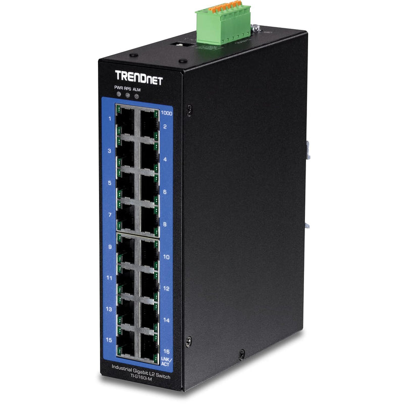 TRENDnet 16-Port Industrial Gigabit L2 Managed DIN Rail Switch, 16 x Gigabit P