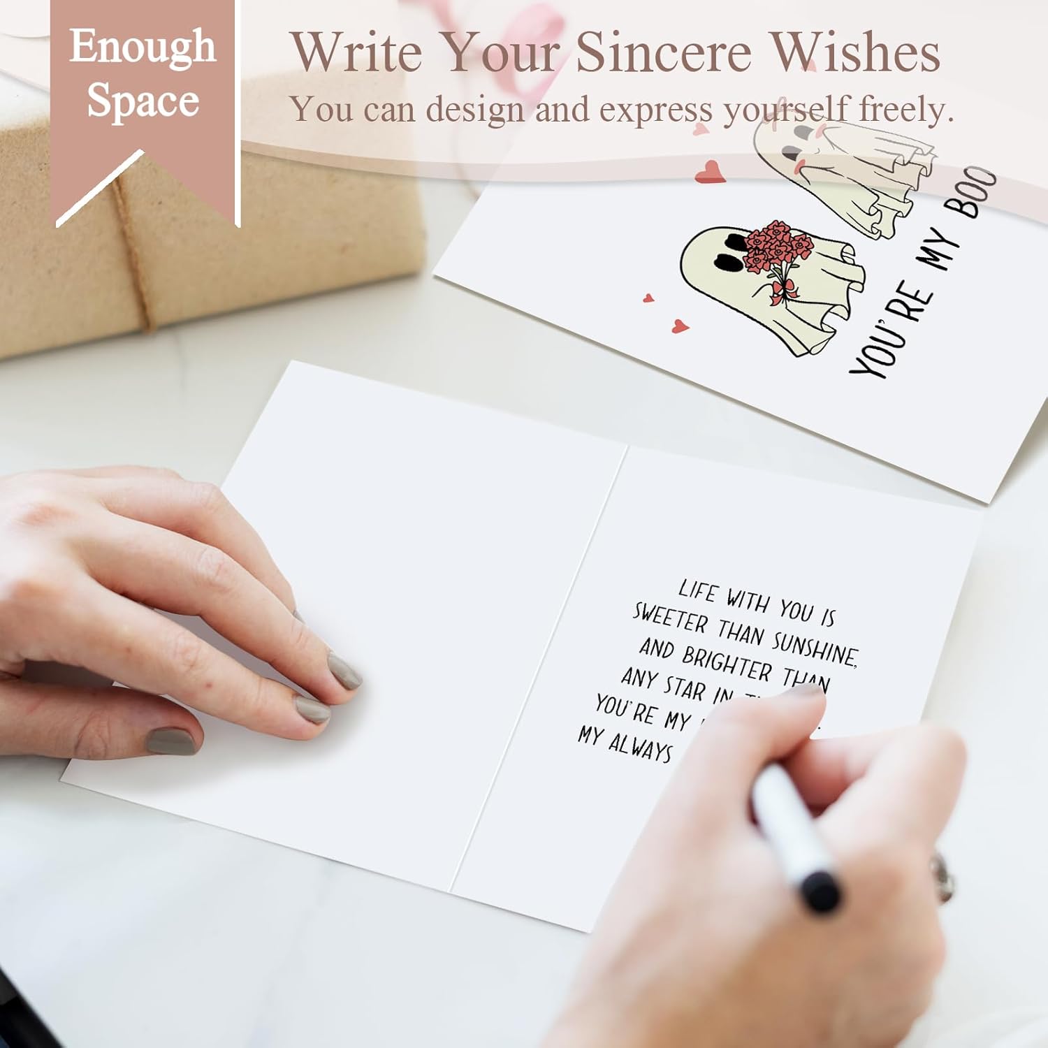 Cute Ghost Birthday Card For Husband Wife, Goth Anniversary Card, Valentine'S Day Cards For Girlfriend Boyfriend, Romantic Love Cards Gift, You'Re My Boo