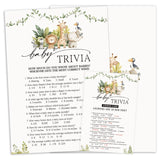 Safari Animals Baby Shower Game Cards, Woodland Theme, 30 Trivia Games With Answer Card