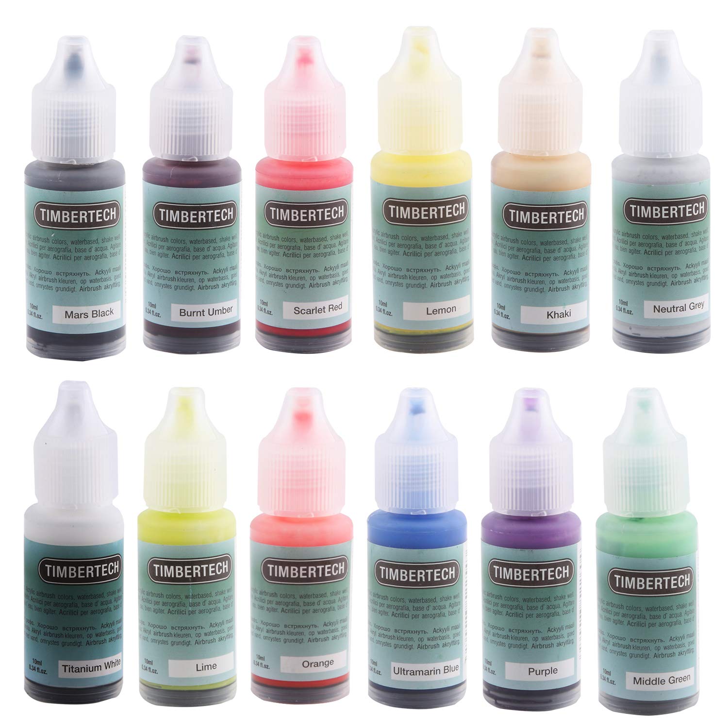 Acrylic Airbrush Paint, Professional 12X10Ml Color Set Of Acrylic Paint, Quick Drying Water Based, Rich Vivid Colors For Artists, Students, Beginners
