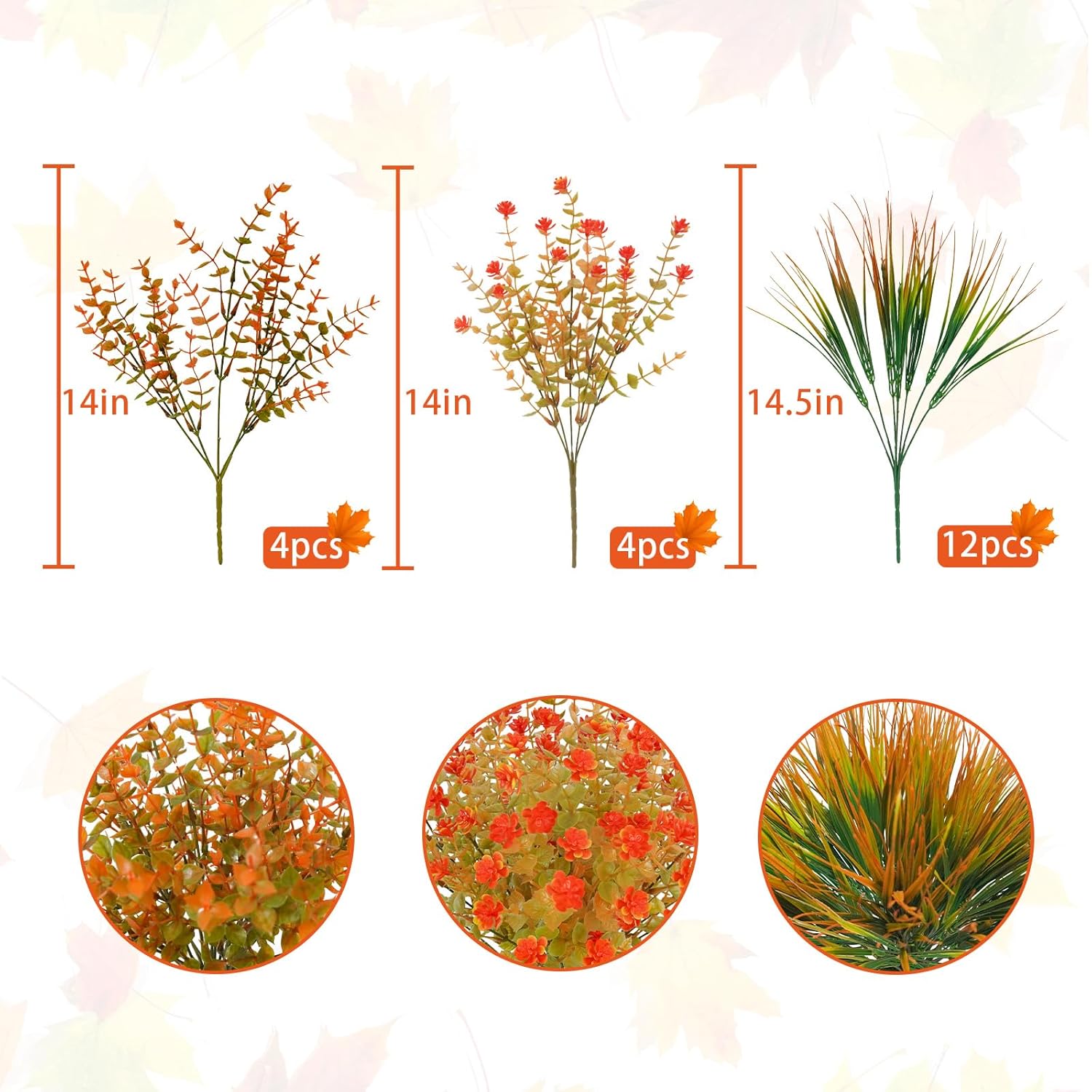 20 Bundles Artificial Fall Flowers Outdoor Uv Resistant Fake Autumn Flowers No Fade Faux Plastic Plants Thanksgiving Garden Window Box Farmhouse Décor
