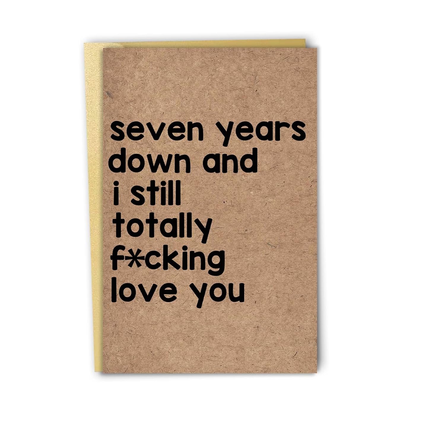 Romantic 7Th Anniversary For Him Her, Cute Seven Years Anniversary Card For Husband Wife, Funny 7 Valentines Day Wedding Card, Special 7 Years Anniversary Card Gift For Parents…