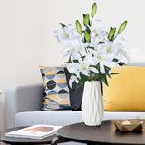 Lily Artificial Flowers Bulk Bouquet 30” Long Stems Dozen Blooming Silk Flower Heads Wedding Decoration Indoor Home Decor Diy Floral Crafts Table Centerpiece, 3Pcs (White)