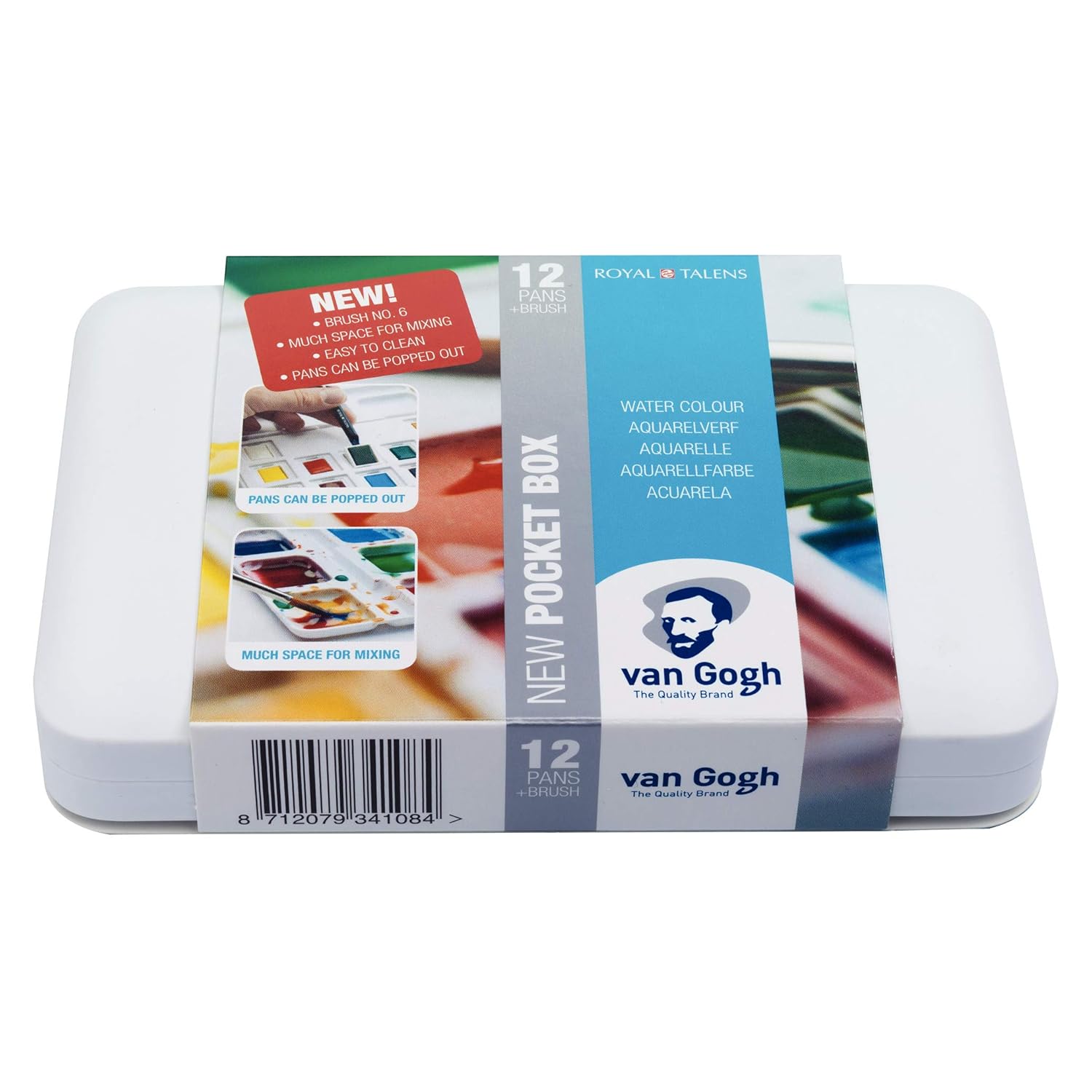 Watercolor Paint Set, Plastic Pocketbox, 12-Half Pan General Selection