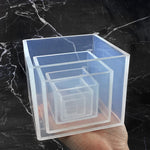 Set Of 4, 3", 2", 1.5", 1", 0.5" Clear Silicone Cube Molds, Large Deep Square Epoxy Resin Mold, Transparent Cube Silicone Molds For Resin Casting