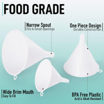 Zulay 3-Pieces Plastic Funnel Set - Large, Medium, And Small Kitchen Funnels For Filling Bottles - Food Grade Cooking Funnel Set Of 3