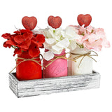 Valentines Day Decorations 3-Pack Mason Jars, Rustic Decorative Table Centerpiece For Mothers Day, Anniversary & Wedding, Valentines Gift For Women Home & Bathroom Decor