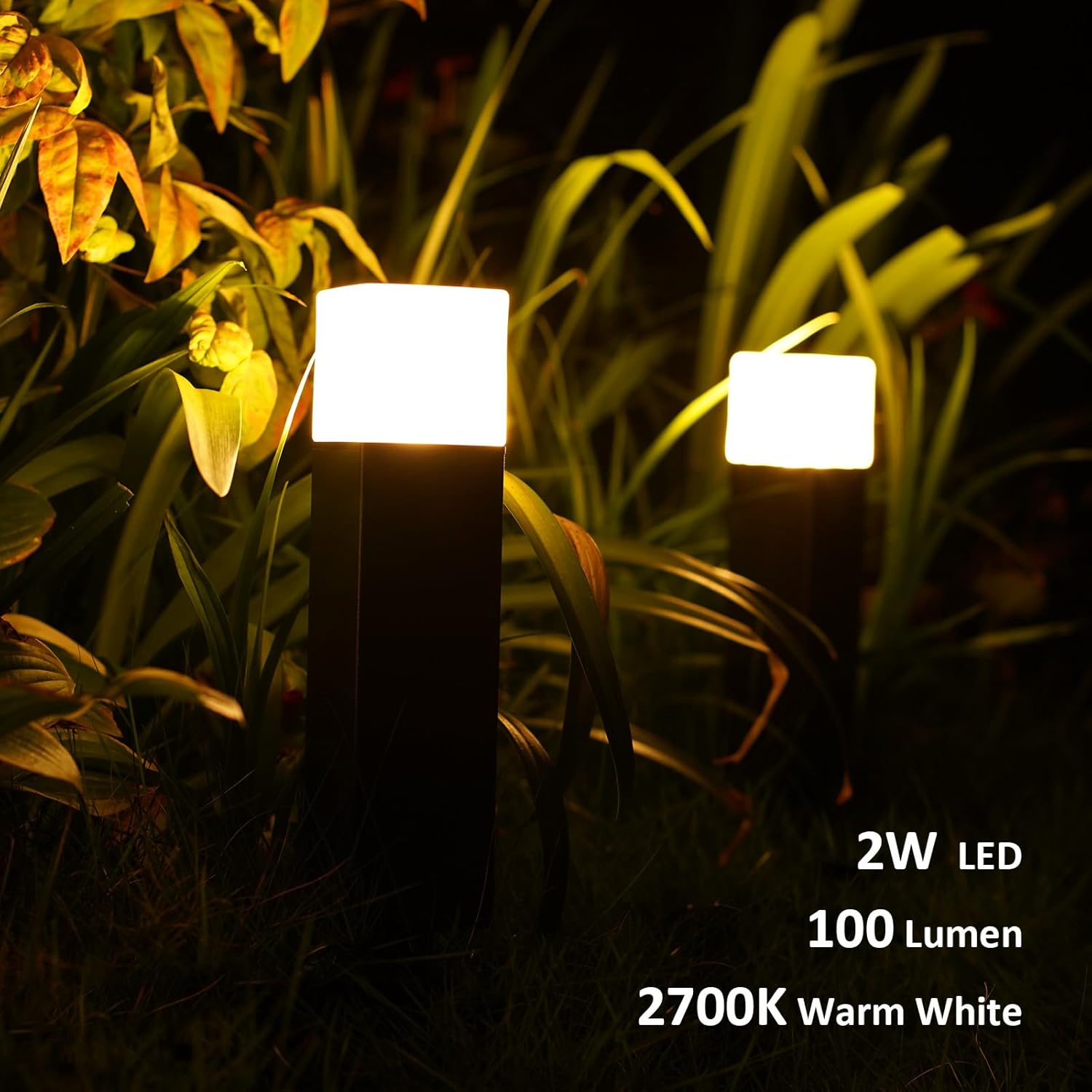 8Pk Bollard Landscape Lighting Kit 2W Led Low Voltage Square Pathway Lights 100 Lumen 2700K Warm White Outdoor Hardwired Walkway Lights Brown Finish Path Lights With Connectors Metal Stakes
