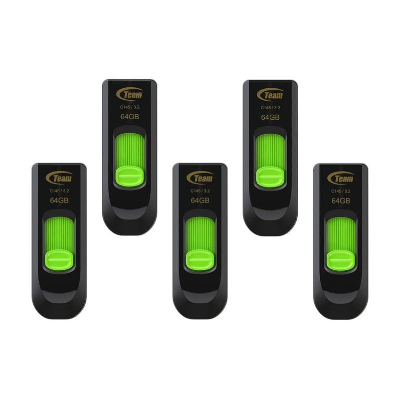 C145 64Gb 5 Pack Usb 3.2 Gen 1 (3.1/3.0) Read 100Mb/S Flash Thumb Drive, Exter