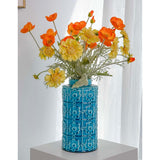 7 Pcs Poppy And Chrysanthemum Artificial Flowers, Orange And Yellow Fake Silk Flowers For Home Table Centerpieces Kitchen Dining Table Farmhouse Office Desk Decoration (Orange Yellow)