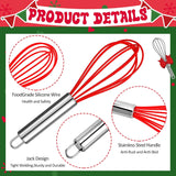6 Sets 10 Inch Christmas Whisk Baking Gifts Sets Includes Stainless Steel Whisk Greeting Cards Ribbon And Plastic Bags For Neighbor Family Cooking Supplies Christmas Stocking Stuffers Ideas