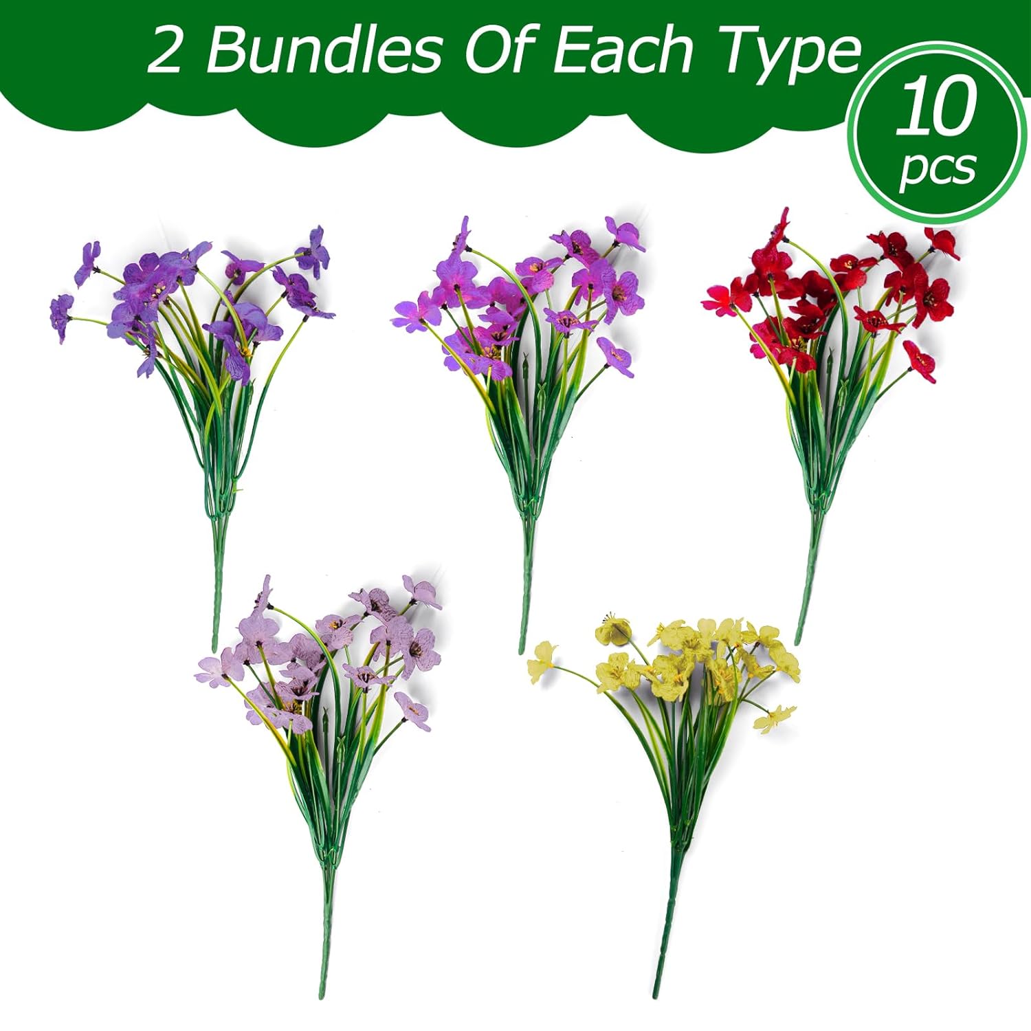 10Pcs Artificial Flowers Outdoor,Fake Flowers,Faux Flowers,Faux Artificial Plants Shrubs Bulk,Artificial Plants For Home Garden Wedding Farmhouse Porch Window Decoration