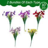10Pcs Artificial Flowers Outdoor,Fake Flowers,Faux Flowers,Faux Artificial Plants Shrubs Bulk,Artificial Plants For Home Garden Wedding Farmhouse Porch Window Decoration