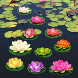 Artificial Lotus Flowers Water Lilies For Pond Pool, 10 Pcs Realistic Floating Foam Lotus Flowers With Lily Pads For Ponds, 4" And 6" Large Lifelike Water Lilies For Fountain Garden Pond Decoration