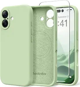 Magnetic Liquid Silicone Phone Case Soft Matcha Green Finish for Apple iPhone 17