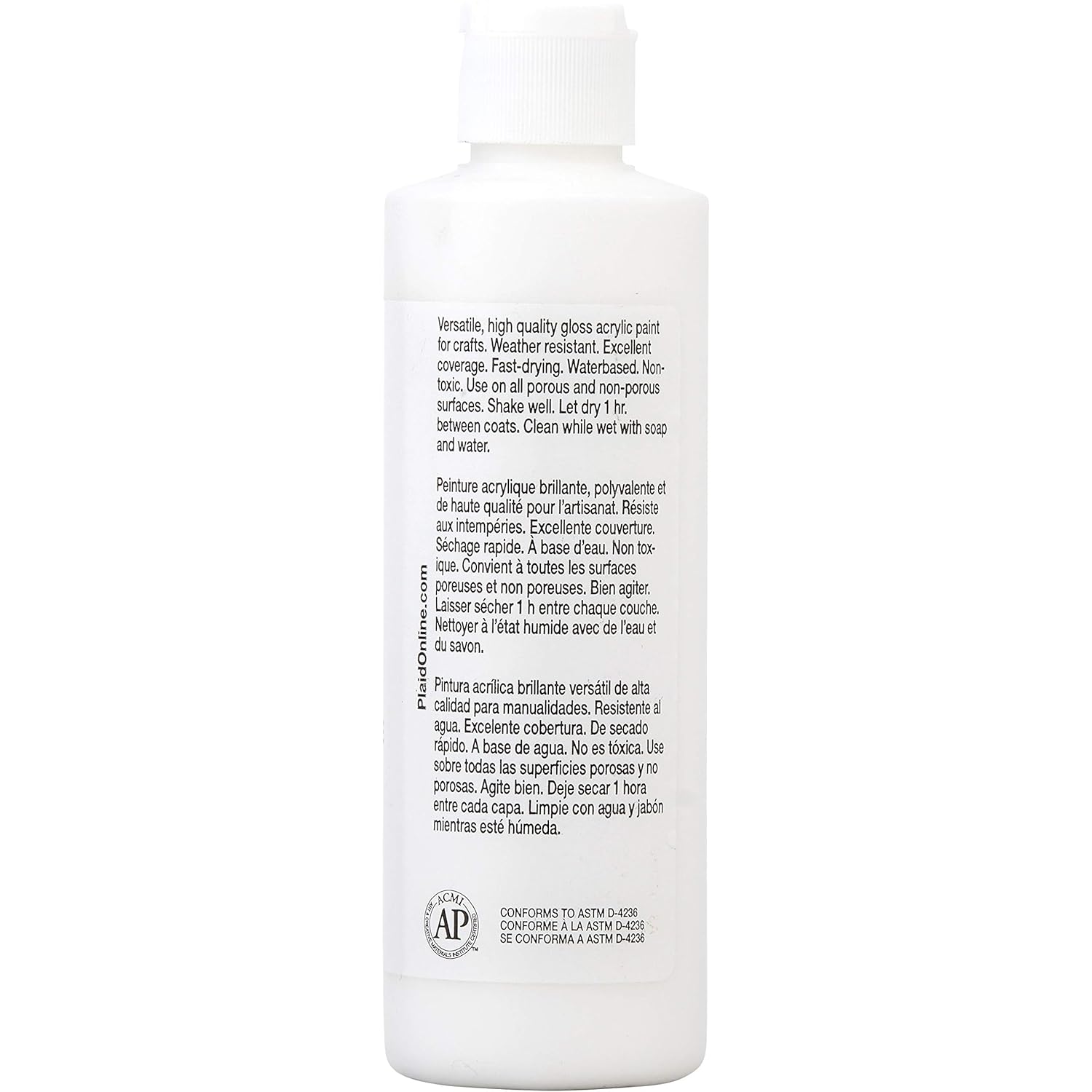 Apple Barrel Gloss Acrylic Paint in Assorted Colors (8 oz), 20408 Gloss White (Pack of 2)