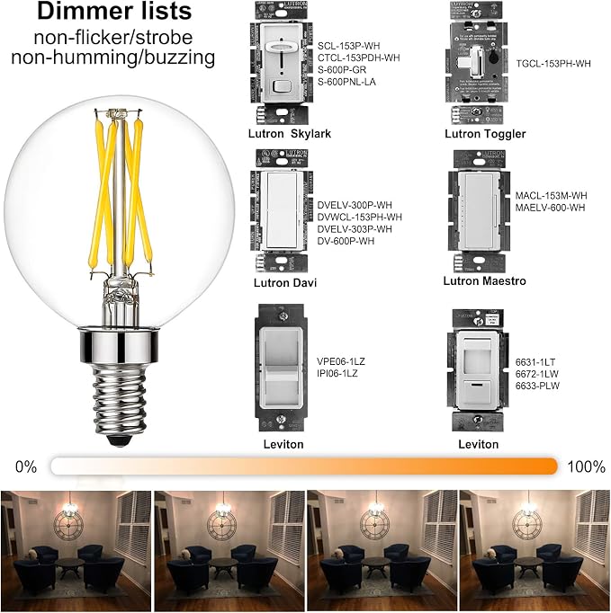G16 E12 LED Bulb 40W Equivalent Candelabra Light Bulbs Daylight 5000K Clear Chandelier Bulb