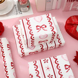 Valentine'S Day Wrapping Paper - Mini Roll - 17 Inch X 32.8 Ft Red Pink Stripe Heart Bow Gift Wrap Paper For Wedding Anniversary Party Diy Crafts