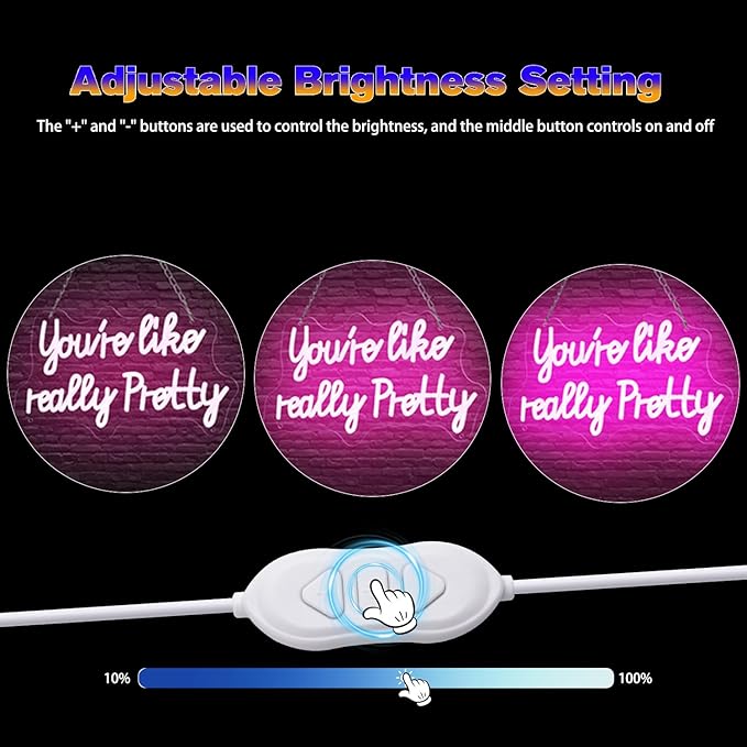 You Like Really Pretty Pink Neon Sign USB Dimmable LED Wall Decor for Bedroom
