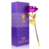 24K Golden Rose, Artificial Rose Flower Gifts For Her With Luxury Gift Box Great Gift Idea For Valentine'S Day, Mother'S Day, Birthday, Anniversary (Purple)