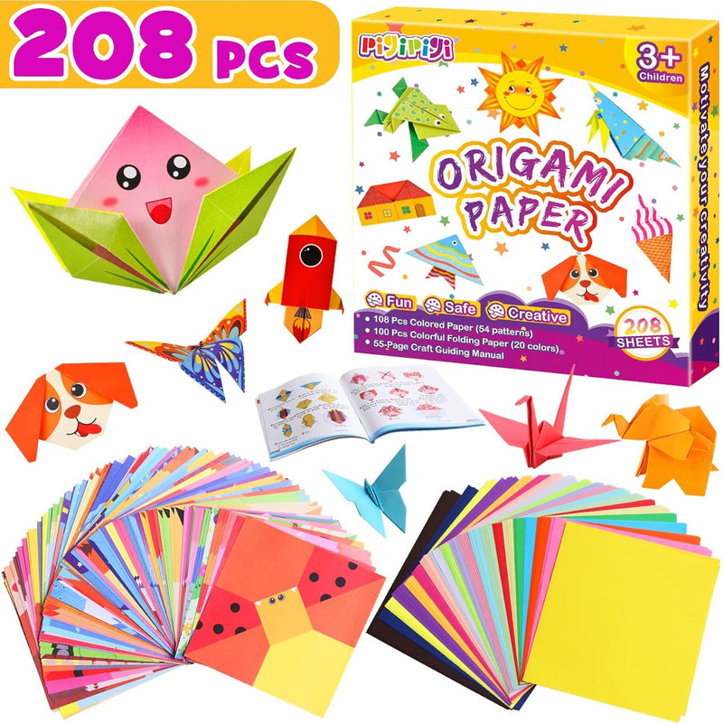 Craft Origami Paper For Kids - 208 Sheets Vivid Colorful Folding Papers 54 Pat